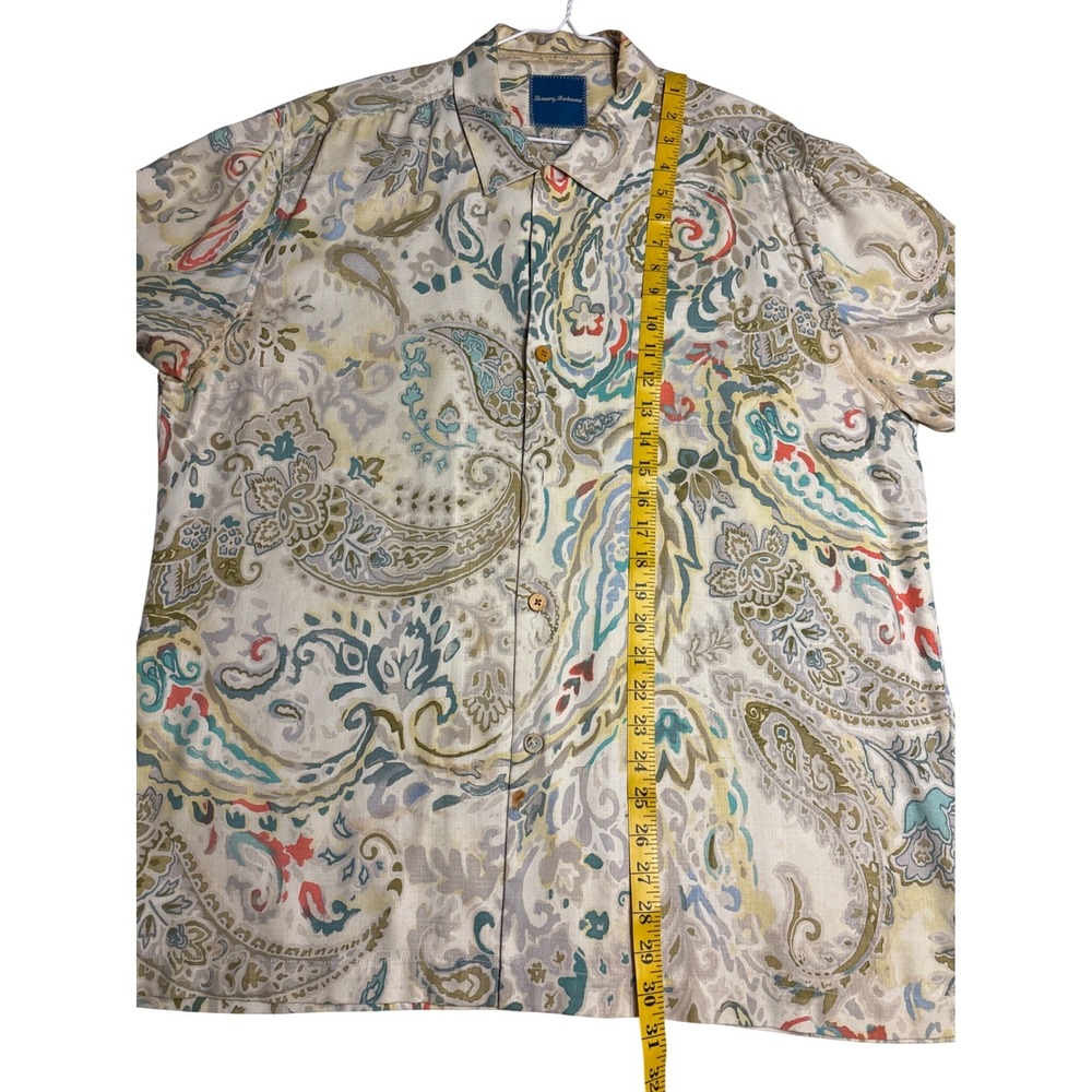 Tommy Bahama Mens 100% Silk Paisley Short Sleeve Button Down Camp‎ Shirt M - Picture 7 of 8